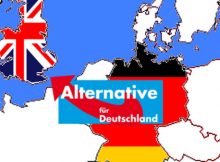 Karte von Europa mit gespiegeltem Logo der AfD