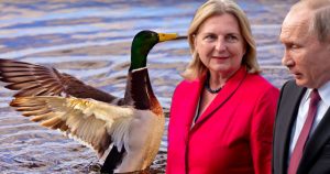 Karin Kneissl und Wladimir Putin bei ihrem Gespräch über Enten