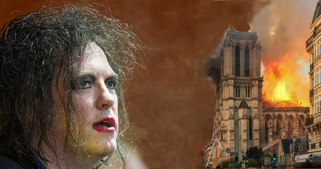 Robert Smith neben brennender Notre Dame