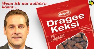 HC Strache wirbt für Dragee Keksi von Napoli