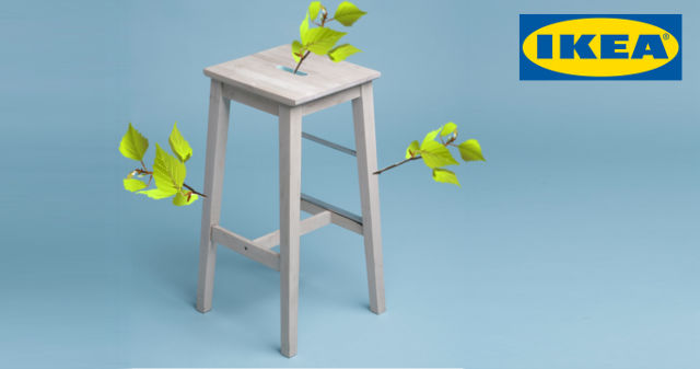 Ikea-Barhocker Bosse mit Birkenzweigen